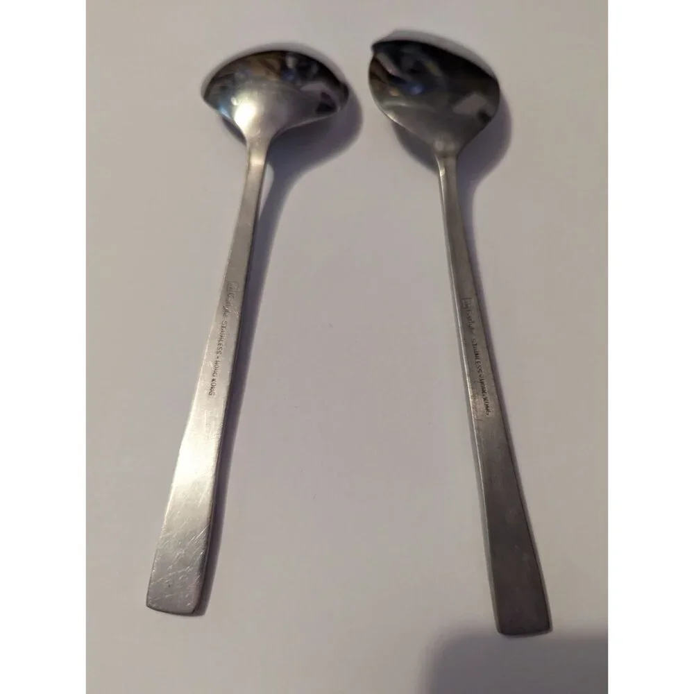 VTG CARLYLE Hong Kong stainless cameo pattern lot 2 soup‎ & jelly spoon replace